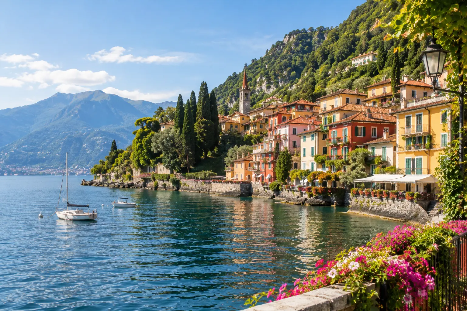 Varenna, sul Lago di Como, con le case colorate affacciate sull'acqua
